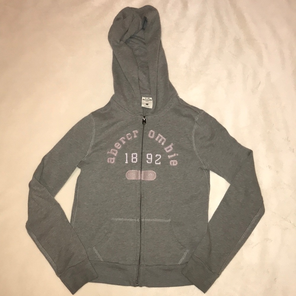 Abercrombie Kids Girls Grey Hoodie And Pink Desgin